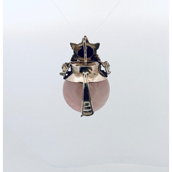 Vintage 925 Sterling Silver Rose Quartz Sodalite Amber Scarab Pendant Peru - Picture 3 of 9